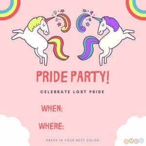 Pink with Rainbow Gay Pride Unicorn Invitation