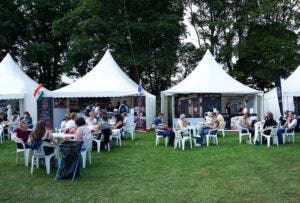 Party tents set up at a festival in Scotland